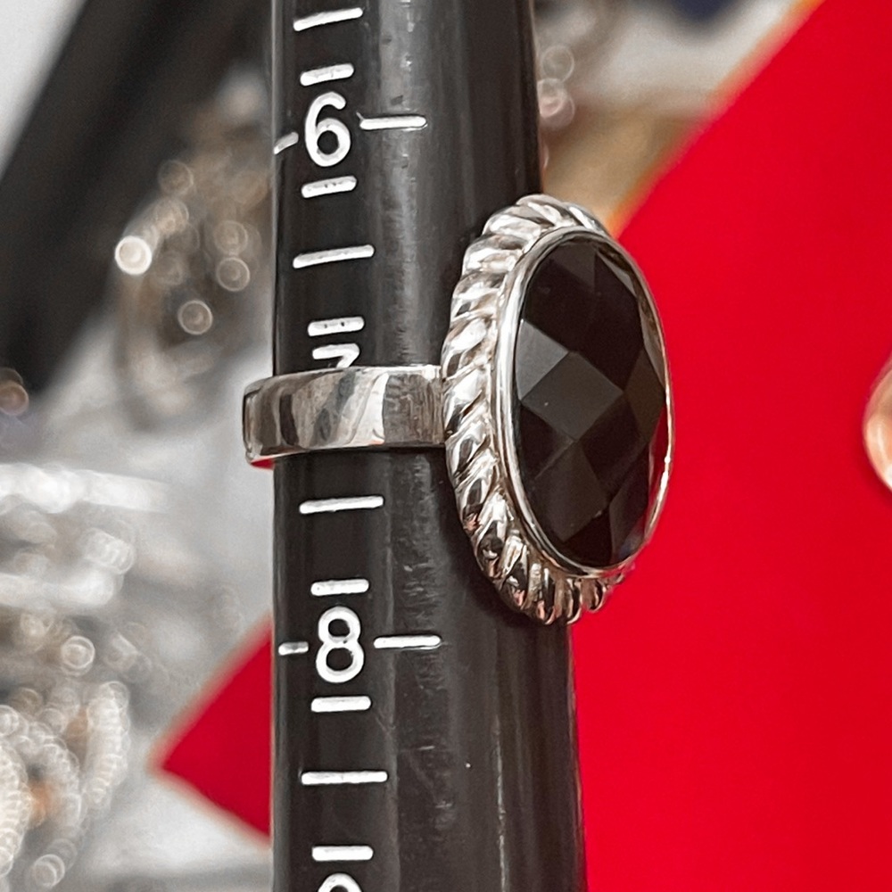 Onyx-Esque Silver Statement Cocktail Ring In Steel - image 2